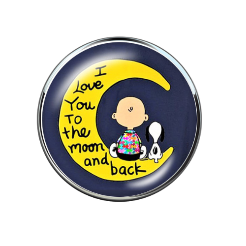 Snoopy Love You To the Moon and Back 20MM Glass Snap