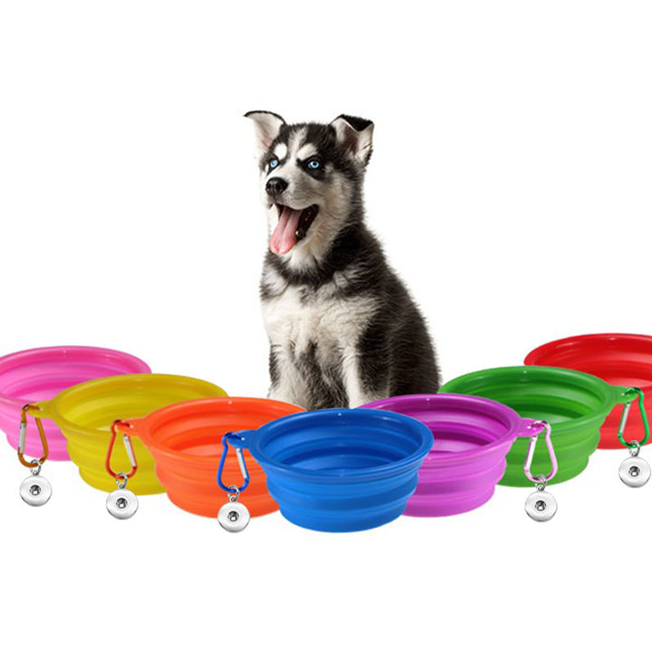 Blue Folding Collapsible Travel Pet Bowl Dog Bowl Portable Pet Supplies with clip fits 18&20MM snap button snap jewelry