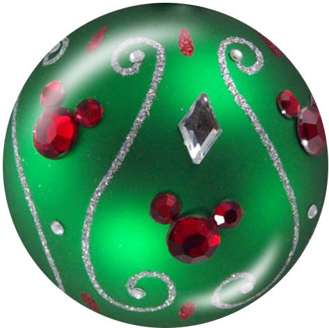 Handmade 20MM Green Bejeweled Christmas Ornament Ball Glass