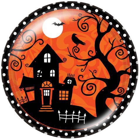 Handmade 20MM Spooky House Silhouette Halloween Glass Print