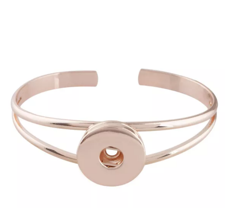 Hard Rose Gold Adjustable Snap Cuff Bracelet - Snap Bracelet