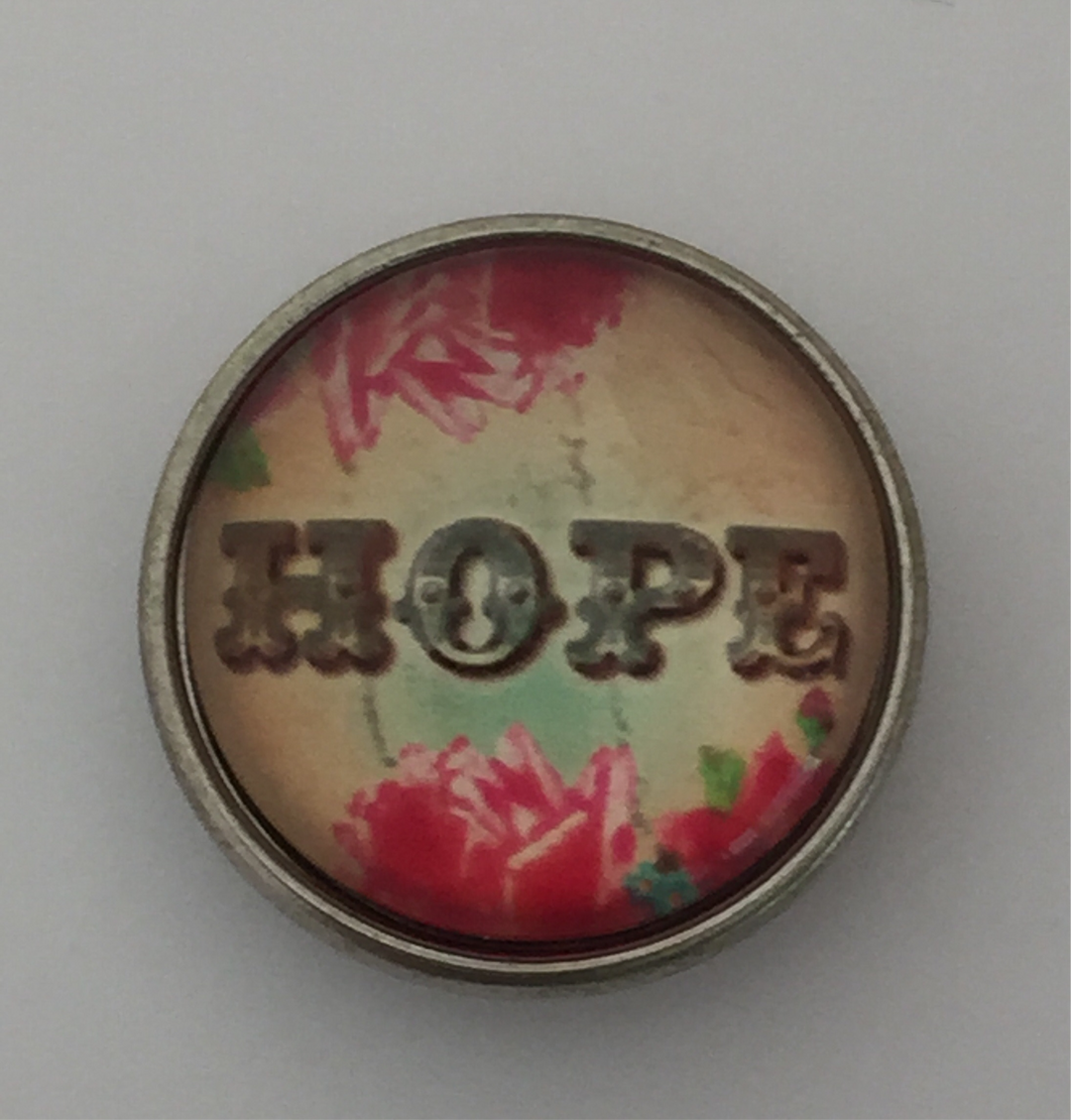 Hope Floral Print Glass 18MM Snap - Snap