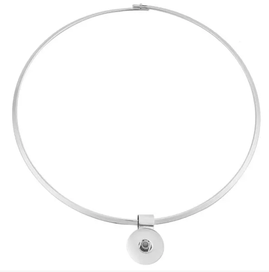 Marie 17.75CM Hard Silver Choker Snap Necklace