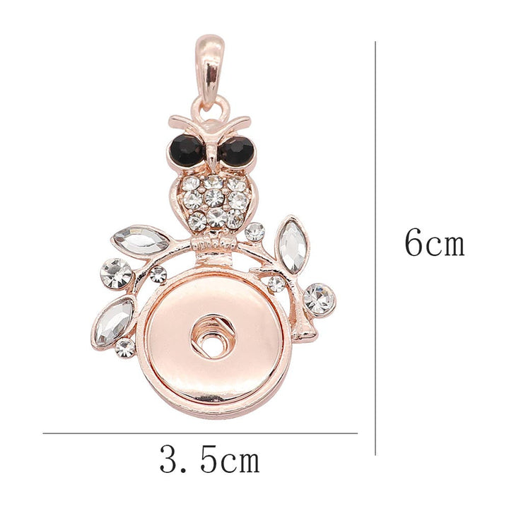 Rose Gold Owl Snap Pendant - Snap Necklace
