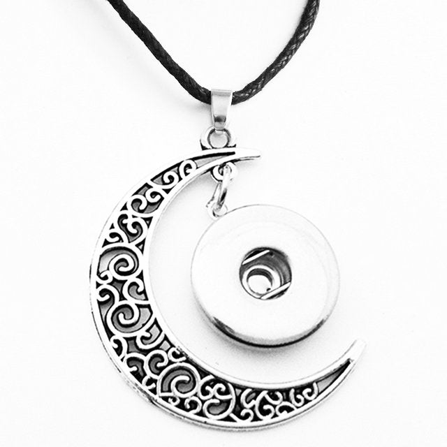 Scrolled Moon Dangle Snap Pendant - Snap Necklace