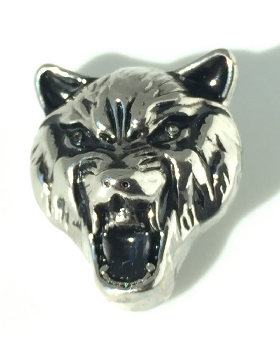 Silver plated Wolf Head Snap - Snap