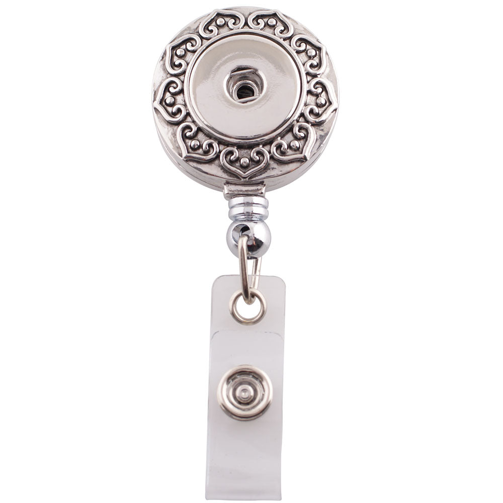 Silver Snap Jewelry Badge Reel ID Holder Fits 18/20mm Snaps