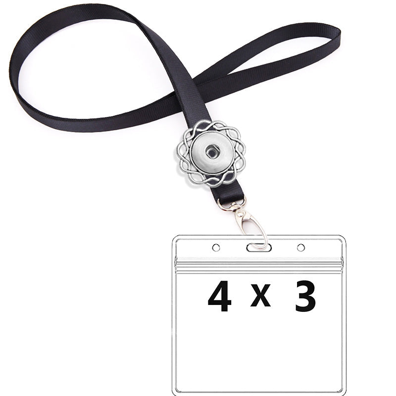 Snap Lanyard with Black Ribbon and Plastic Sleeve for ID Badge or Vaccine Card Snap Lanyard with Black Ribbon and Plastic Sleeve for ID Badge or Vaccine Card