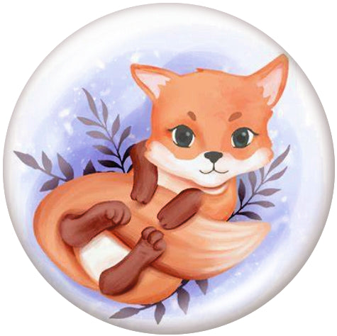 Sweet Fox on ferns 20MM Painted Enamel Snap - Snap