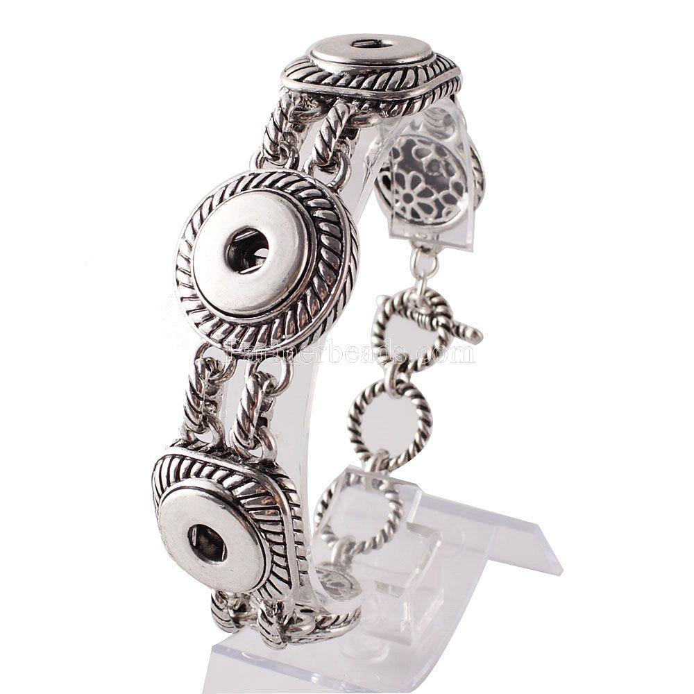 Triple Snap Silver Designer Toggle Bracelet - Snap Bracelet