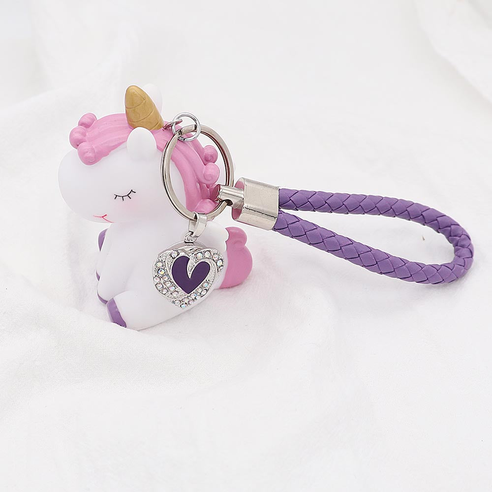 Unicorn and Leather Keychain with Dangle Snap