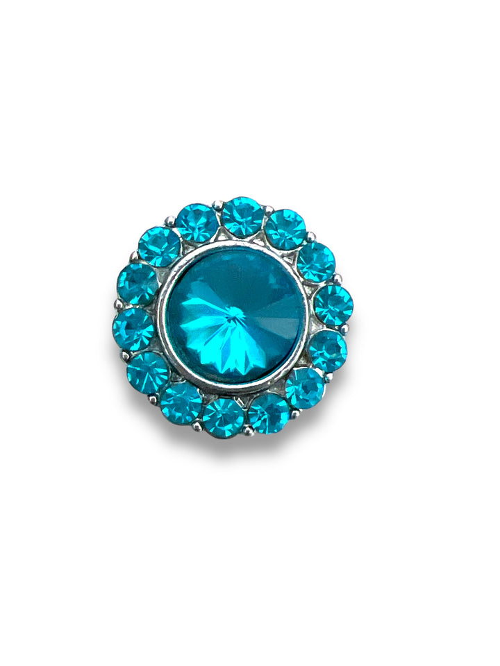 Vintage Inspired Blue Aquamarine Rhinestone March Birthstone 20MM Snap Jewelry Charm