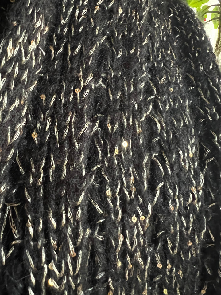 72” Black and Gold Sequin Accented Scarf
