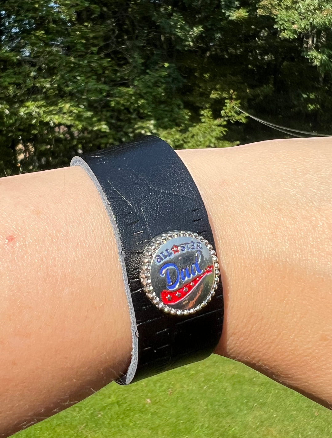 20mm All Star Dad Snap Silver Plated with Red and Blue Enamel for Snap Jewelry