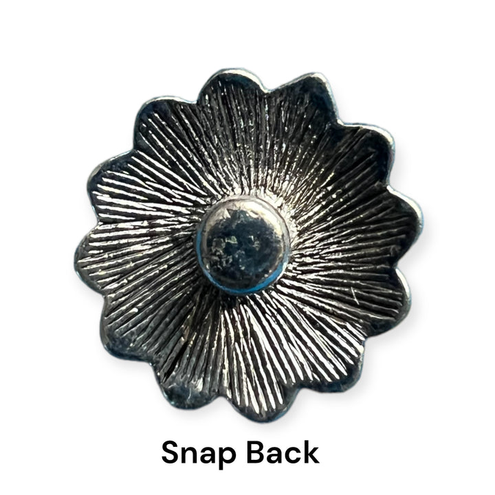 20MM Antique Silver Citrine & Aquamarine Rhinestone Flower Snap
