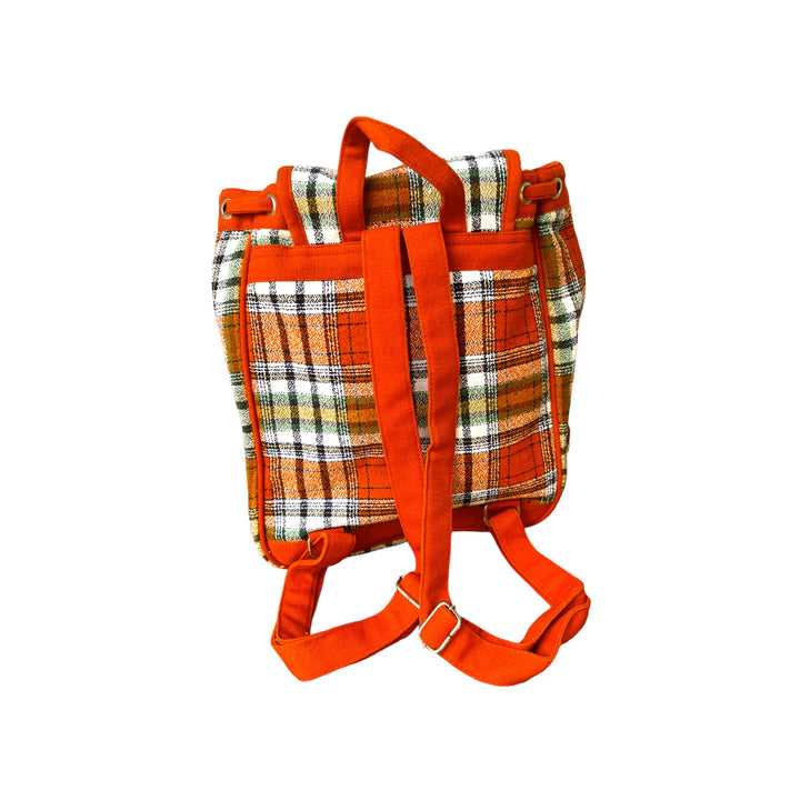 Orange Plaid Backpack