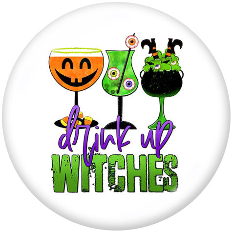 Drink Up Witches Fun Halloween Cocktails Enamel on Ceramic Snap Jewelry Charm 20MM