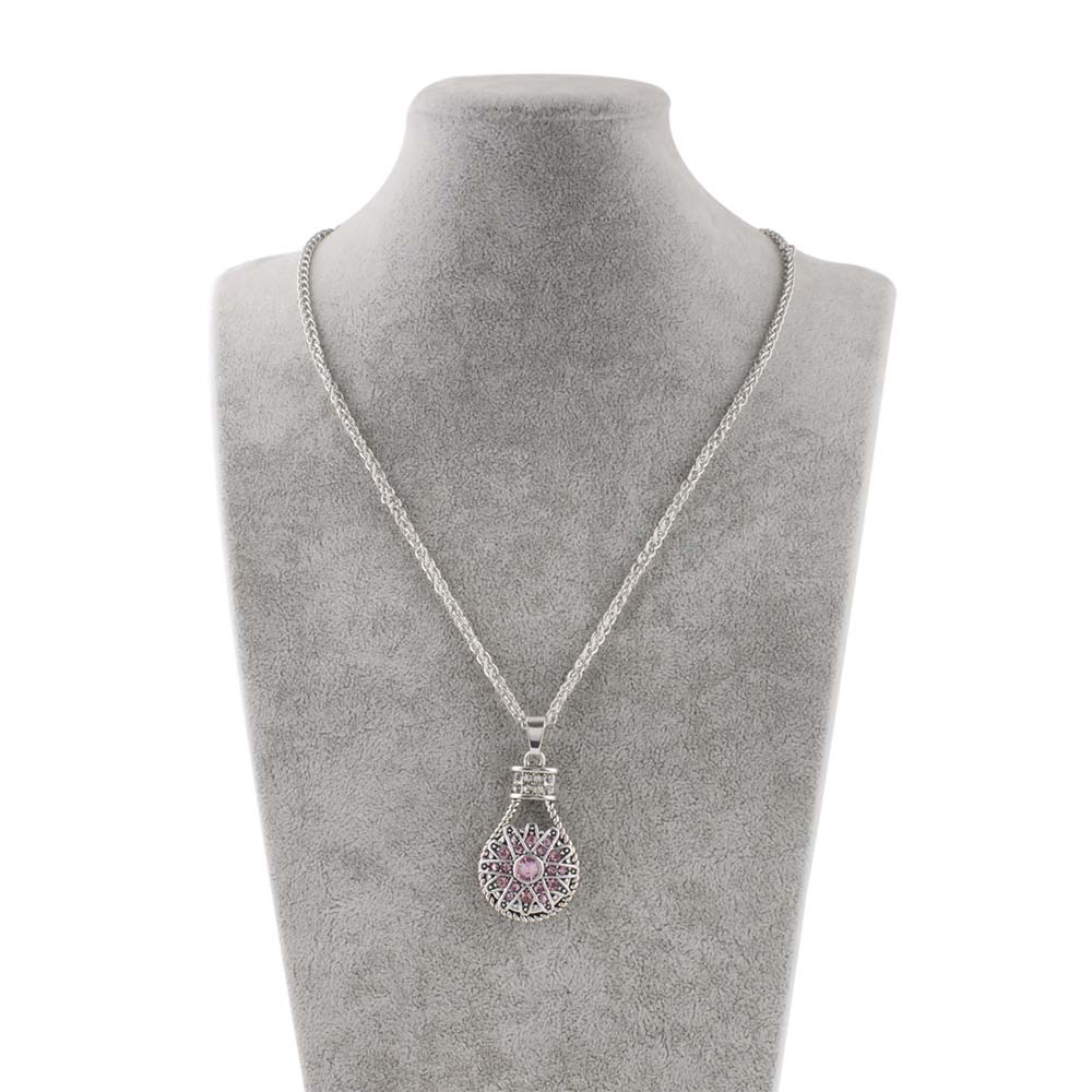 Silver Tone Designer-Look Snap Necklace w/Rhinestones and 50CM Chain fits 18/20MM Snaps