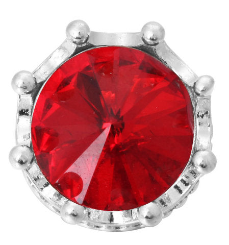 Royal Ruby Rhinestone & Silver Metal Crown 20MM Snap for Interchangeable Jewelry and Accessories