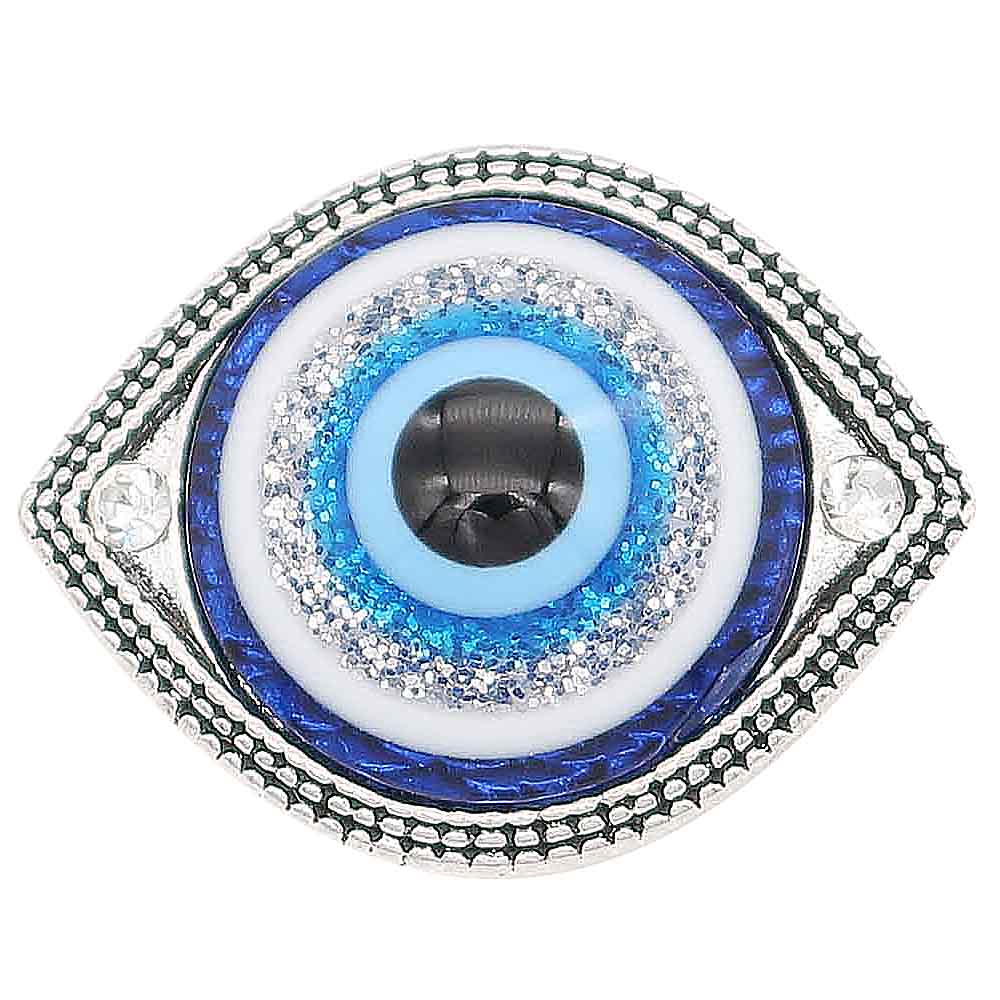Silver and Blue Evil Eye 20MM Snap