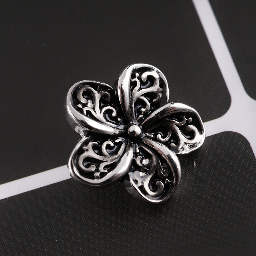 Adorable Silver Plated Flower Snap Jewelry Charm 20MM