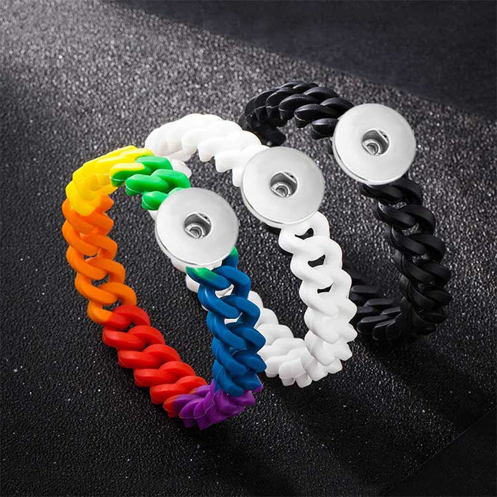 Silicone Rainbow Stretch Snap Bracelet fits 18/20MM Snaps