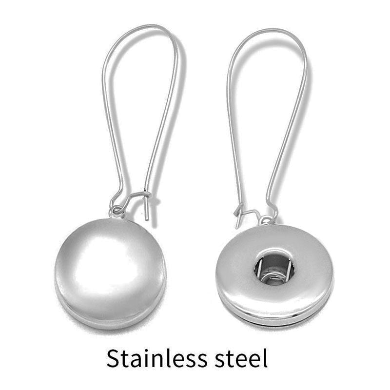 Stainless Steel Drop Snap Charm Earrings for 18/20MM Snaps