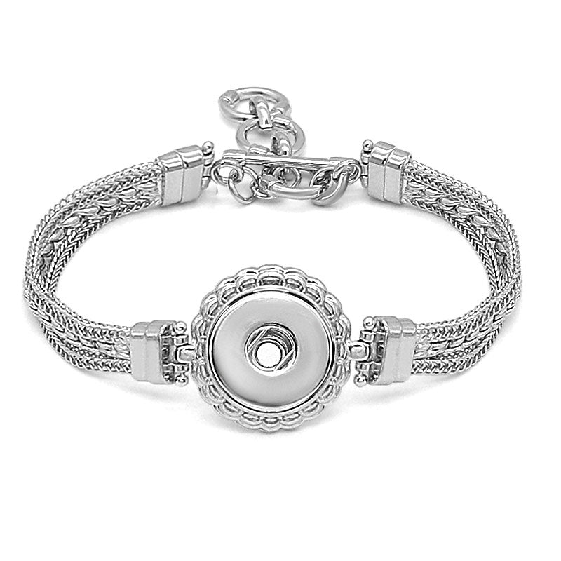 Elegant Silver Plated Multi-strand Chain Single Snap Jewelry Bracelet w/Toggle Clasp