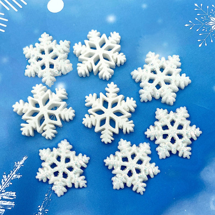 White Glittered Resin Snowflake Snap Jewelry Charm for 20MM Base