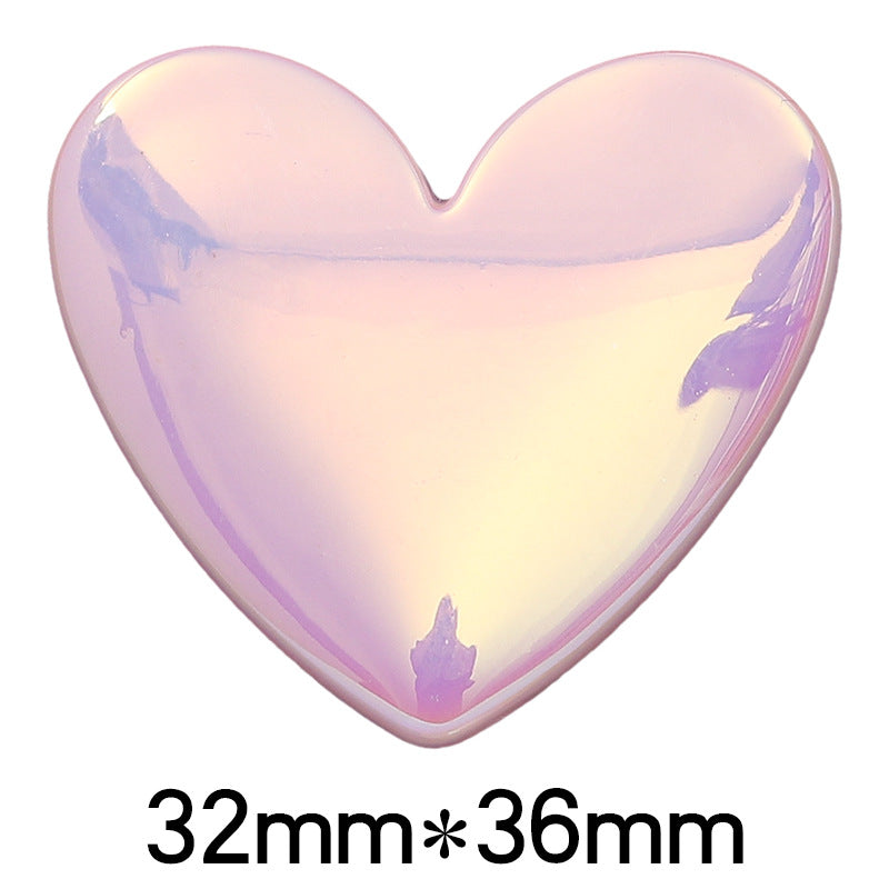 Iridescent Pink Jumbo Resin Heart Snap Jewelry Charm for 20MM Base