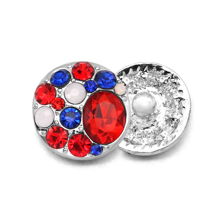 Fireworks Red, White & Blue Rhinestone Chunks 20MM Snap for Interchangeable Jewelry & Accessories