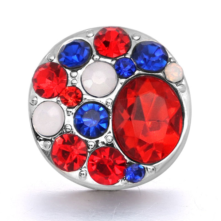 Fireworks Red, White & Blue Rhinestone Chunks 20MM Snap for Interchangeable Jewelry & Accessories