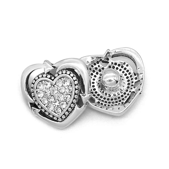 Arrows Around Your Heart Silver Plated Love Snap Jewelry Charm with Clear Rhinestones 20MM