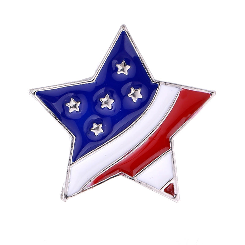 Patriotic American Flag Enamel Star Snap Jewelry Charm 20MM