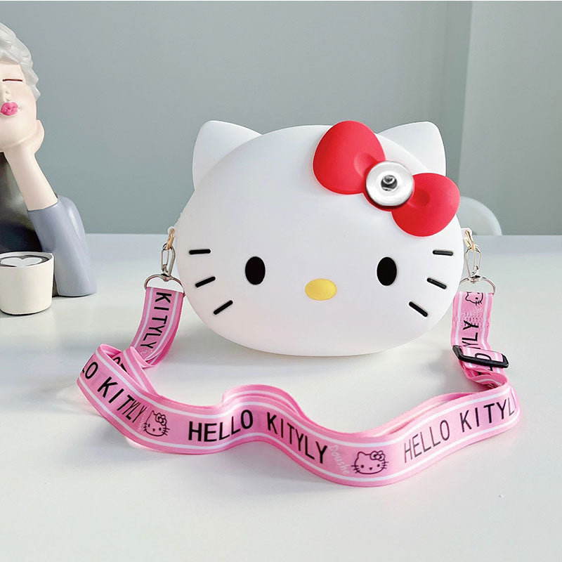 Cute Small Squishy Soft Silicone Cartoon cat Shoulder Bag, Cross Body Bag, fits 18MM 20MM Snap Jewelry Charms