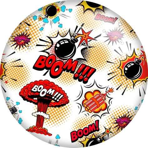 BOOM! Cartoon Explosions 20MM Print Glass Snap for Interchangeable Jewelry & Accessories