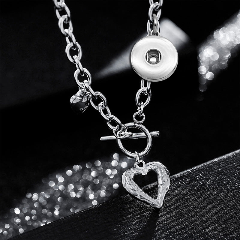 Love Hearts Toggle Necklace with Snap Jewelry Charm Base