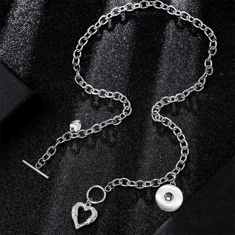 Love Hearts Toggle Necklace with Snap Jewelry Charm Base