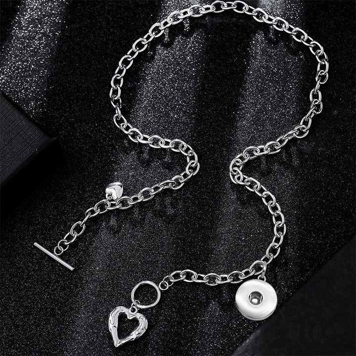 Love Hearts Toggle Necklace with Snap Jewelry Charm Base