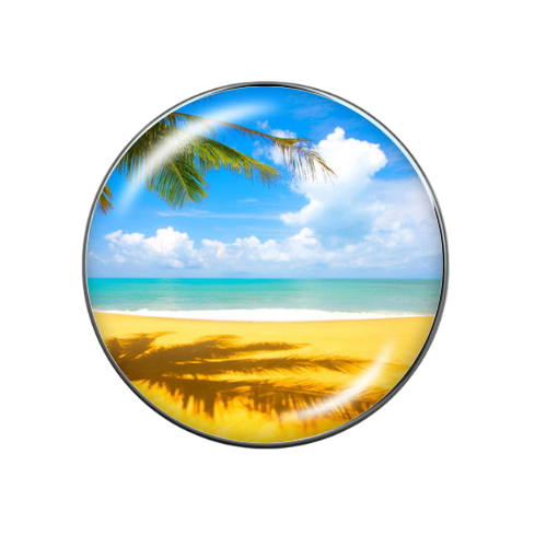 Tropical Beach Print Glass Snap Jewelry Charm 20MM