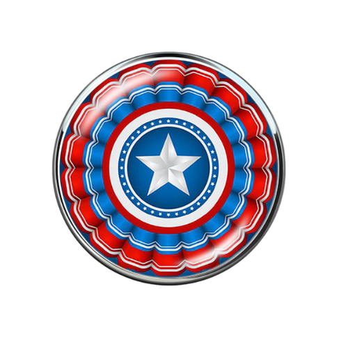 Captain America Style Print Glass Snap Jewelry Charm 20MM