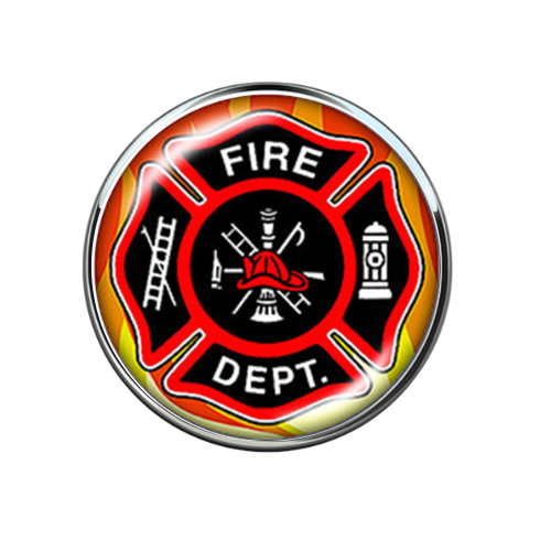 Fire Department Print Glass Snap Jewelry Charm 20MM