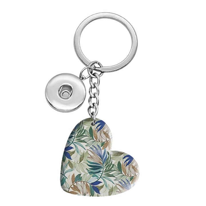 Acrylic Patterned Heart Snap Keyring for Snap Charm