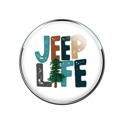 Jeep Life Colorful Print Glass 20MM Snap Jewelry Charm