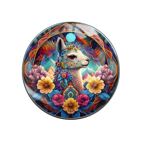 Vibrant Colorful Boho Llama Print Glass 20MM Snap Jewelry Charm