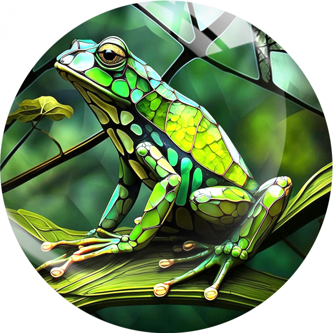 Stained Glass Design Tree Toad Painted Ceramic 20MM Snap Jewelry Charm