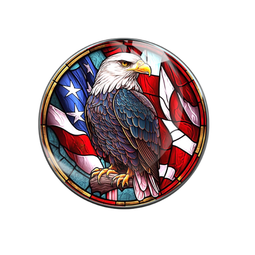 Stained Glass Design American Eagle Print Glass 20MM Snap Jewelry Charm