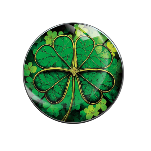 Stained Glass Four Leaf Clover Print Glass 20MM Snap Jewelry Charm