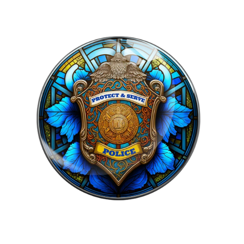 Protect and Serve Police Print Glass Snap Jewelry Charm 20MM