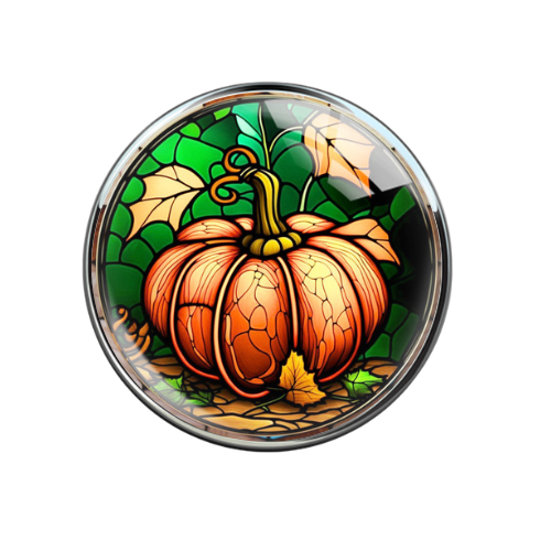 Stained Glass Pumpkin Print Glass 20MM Snap Jewelry Charm